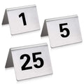 New Star Foodservice 27617 Stainless Steel Tent Style Table Number Card, 1-25, 1.5" x 2" Inch