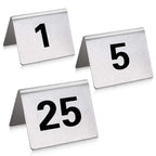 New Star Foodservice 27617 Stainless Steel Tent Style Table Number Card, 1-25, 1.5" x 2" Inch