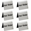New Star Foodservice Stainless Steel Table Tent Sign (Silver (Hot Water), 2-Inch by 2-Inch (Set of 6)