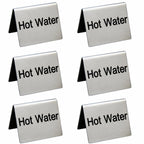 New Star Foodservice Stainless Steel Table Tent Sign (Silver (Hot Water), 2-Inch by 2-Inch (Set of 6)
