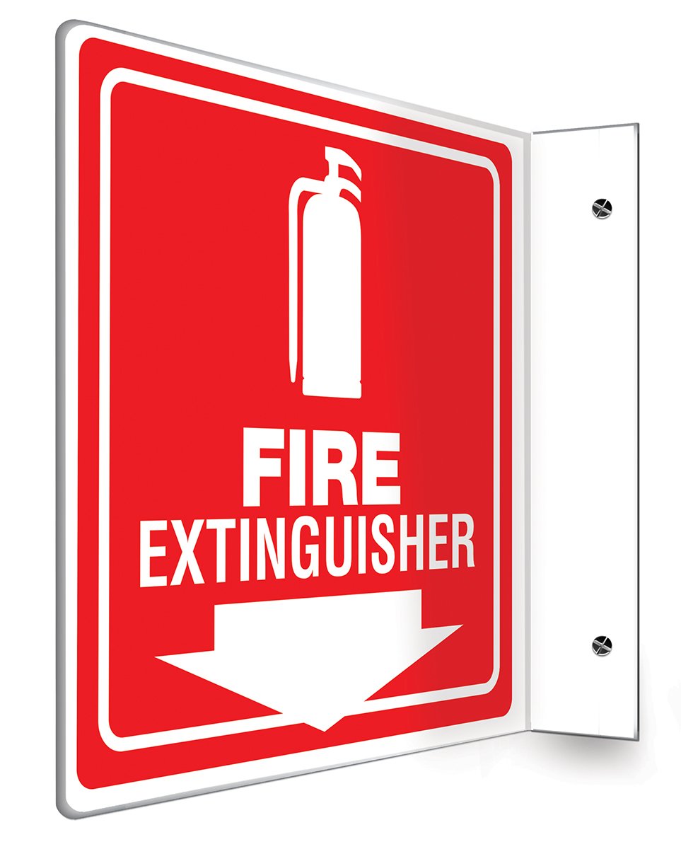 AccuformNMC Fire Extinguisher 90D Projection Sign 90 Degree Projection