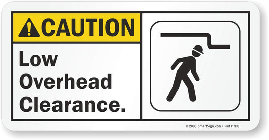 SmartSign "Caution - Low Overhead Clearance" Label | 5" x 10" Glow-in-the-Dark Laminated Vinyl