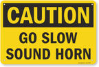SmartSign "Caution - Go Slow, Sound Horn" Sign | 12" x 18" Aluminum 12" x 18" Non-Reflective Aluminum