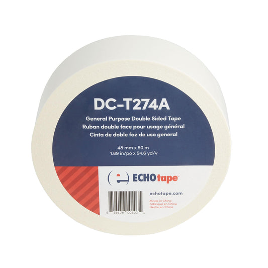 ECHOtape DC-T274A General Purpose Frosted Clear Double Sided Tape for Mounting & Bonding | Double Sided Tape for General Purpose Bonding | Thin Adhesive Tape, 1.89 in x 54.6 yds 1.89 in x 54.6 yds / 48mm x 50m