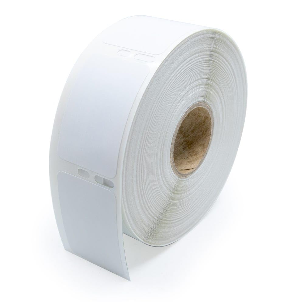 White 1"x1.5" LabelValue library book spine labels for Dymo LabelWriter 450 series, 750 labels per roll, all-purpose library labels.