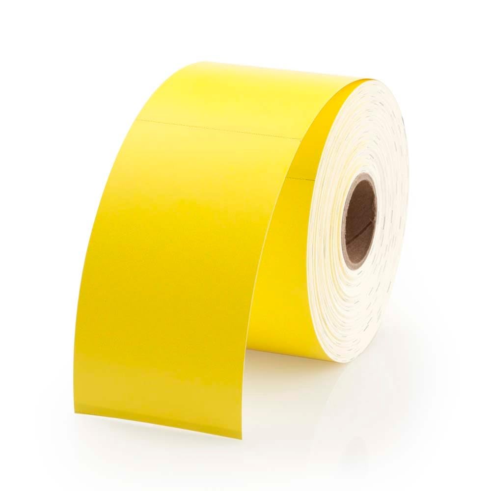 Yellow appointment business cards compatible with Dymo LV-30374, labeled with Labelvalue branding, shown in the image.