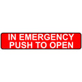 ComplianceSigns.com in Emergency Push to Open Label Decal, 12x3 inch 4-Pack Vinyl for Enter/Exit, Made in USA