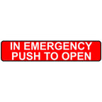 ComplianceSigns.com in Emergency Push to Open Label Decal, 12x3 inch 4-Pack Vinyl for Enter/Exit, Made in USA