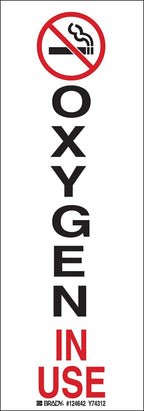 Brady 124642 No Smoking Sign, Legend "Oxygen In Use", 10" Height, 3-1/2" Weight, Black and Red on White 1 Count (Pack of 1)