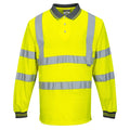 Portwest Hi-Vis Polo ShirtL/S Viz Visibility Reflective Safety Work Wear Top ANSI 3, Yellow, Large