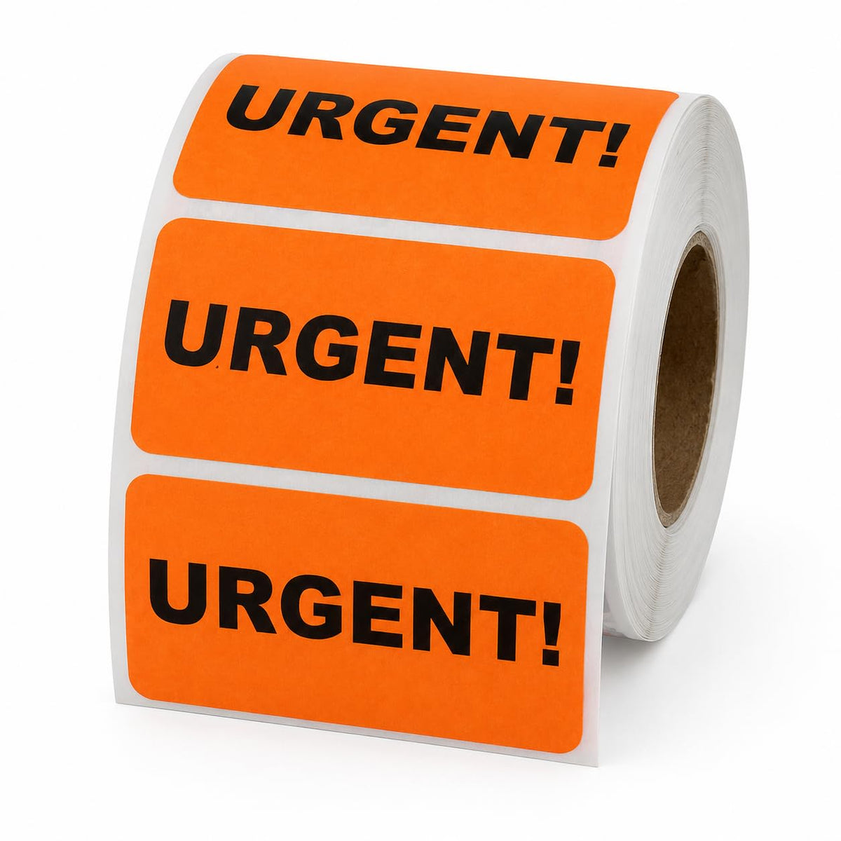 Fluorescent orange inventory labels from Labelvalue, 2x1 inches, 500 labels on a roll for urgent inventory identification.