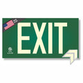 Photoluminescent Exit Sign Green - Aluminum Code Approved UL 924 / IBC/NFPA 101 | NightBright USA Part Number ULG-050 Small Signage