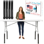 Lift Your Table® Folding Table Risers - Bar Height (Movable Foot) - Made in the USA, Heavy Duty, Sturdy, Portable, Easy-to-Use Extensions Raise Bent Leg Folding Tables (Set of 4) Bar Height (Movable Foot)