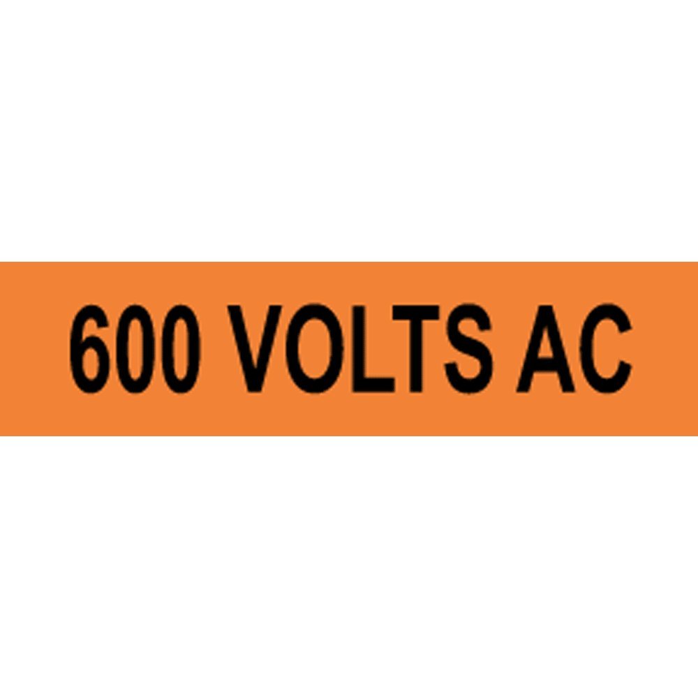 ComplianceSigns.com 600 Volts Ac Safety Label Decal, 4x1 inch 10-Pack Vinyl for Electrical Pipe Markers