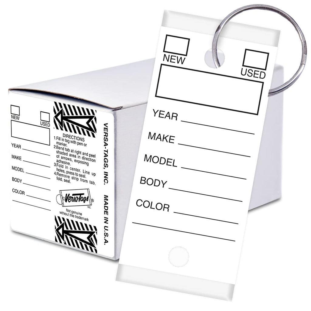 Versa-Tags White Self-Protecting Key Tags with Split Rings, 250-Pack 250 Tags Solid White