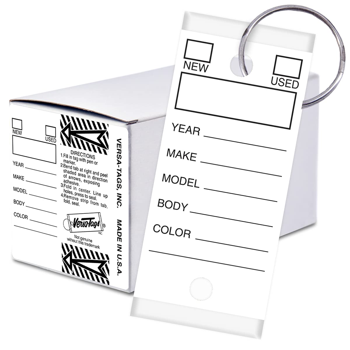 Versa-Tags White Self-Protecting Key Tags with Split Rings, 250-Pack 250 Tags Solid White