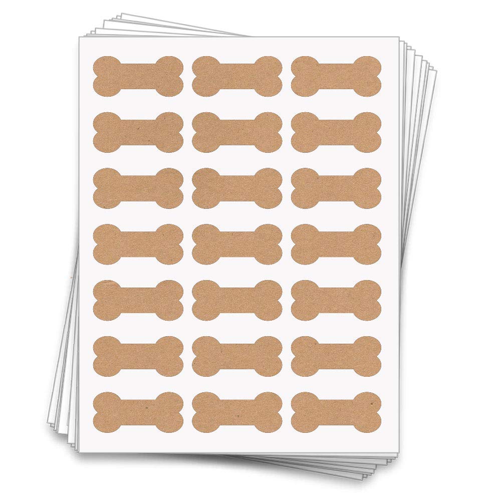 105 Dog Bone Stickers and Labels, 2.4 x 1.1 Inches 105 Labels Brown Kraft