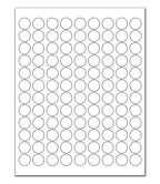 ChromaLabel 0.75-inch round printable labels for laser and inkjet printers, white, 2700 stickers per pack with 108 dots per sheet.