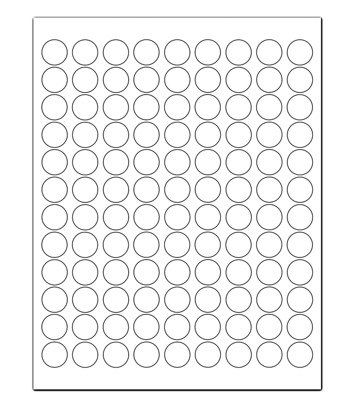ChromaLabel 0.75-inch round printable labels for laser and inkjet printers, white, 2700 stickers per pack with 108 dots per sheet.