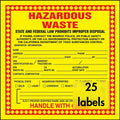 Accuform hazardous waste label, 6x6 inches, red, black, yellow, adhesive vinyl sign for proper waste disposal, pack of 25