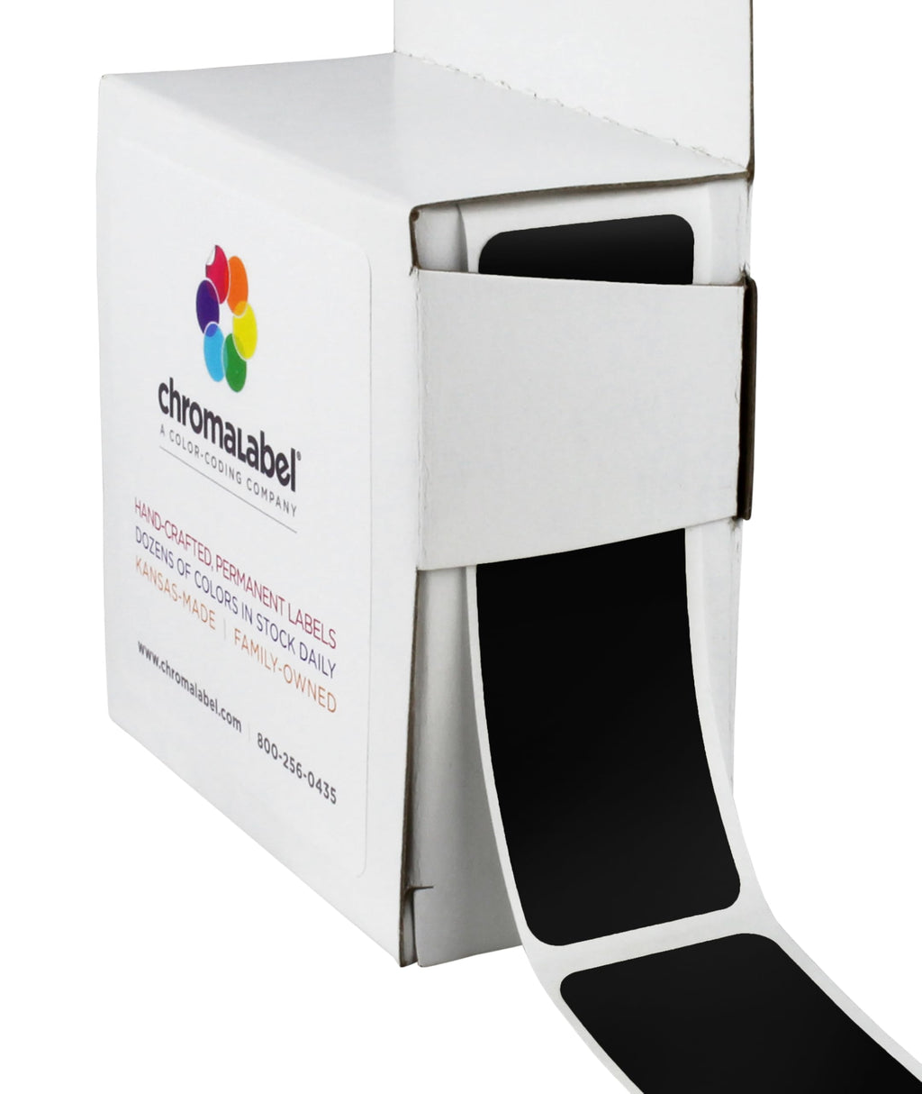 ChromaLabel 1 x 3 Inch Black Rectangle Labels, 250/Box 1" x 3"