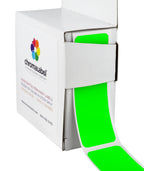 ChromaLabel fluorescent green all-purpose 1 x 3 inch rectangle permanent color code labels in dispenser box, 250 labels included