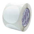 ChromaLabel 3-inch white circle sticker labels on a roll, ideal for color-coding and easy to write on, high visibility permanent labels