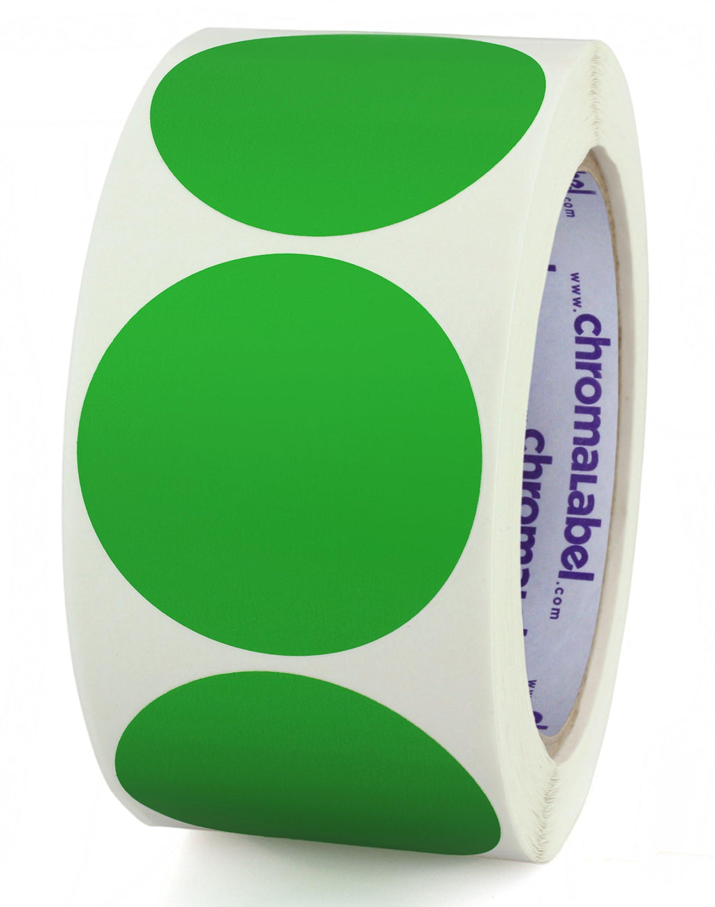 ChromaLabel Green Dot Stickers, 2 Inch, 500/Roll 2"