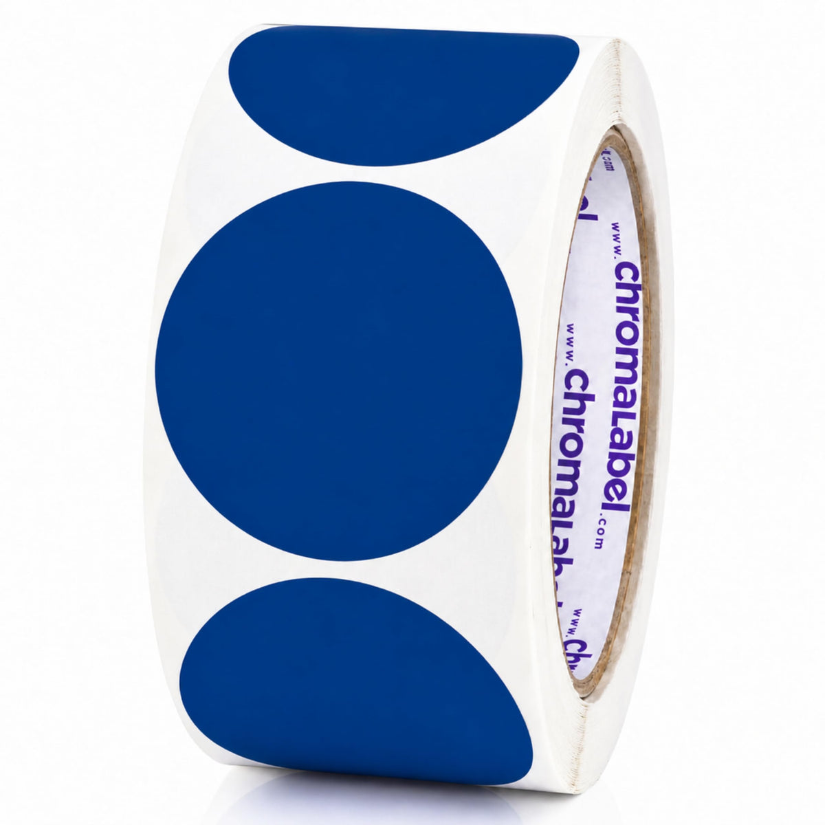 ChromaLabel 2 Inch Round Dark Blue Dot Stickers, 500/Roll 2"