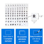 Green ChromaLabel 1 x 3/4 inch alphabet stickers on 10 sheets, ideal for color-coding and organizing projects.