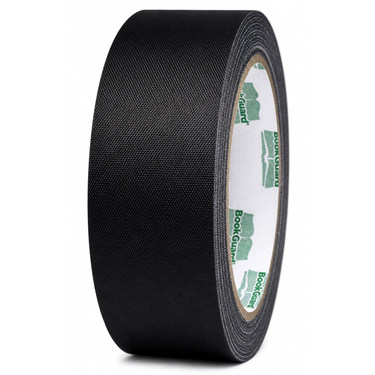 Black BookGuard binding tape, 1.5 inch wide, vinyl-coated cotton cloth for book spine repair and library book restoration.
