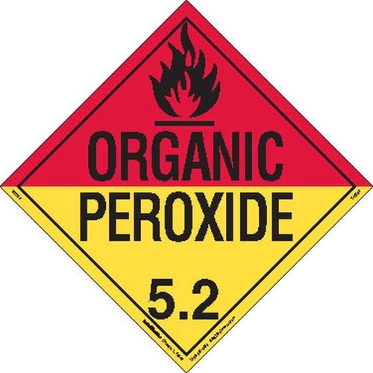 Labelmaster Z-EZ52 Organic Peroxide Hazmat Placard, Worded, E-Z Removable Vinyl, Revised (Pack of 25)