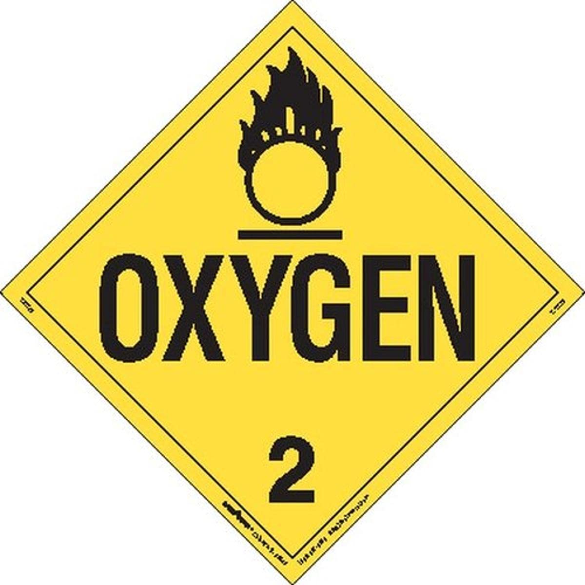 Labelmaster Z-EZ16 Oxygen Hazmat Placard, Worded, E-Z Removable Vinyl (Pack of 25)