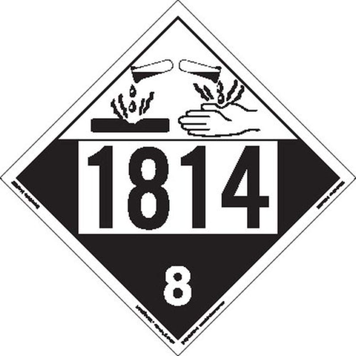 Labelmaster ZEZ41814 UN 1814 Corrosive Hazmat Placard, E-Z Removable Vinyl (Pack of 25)