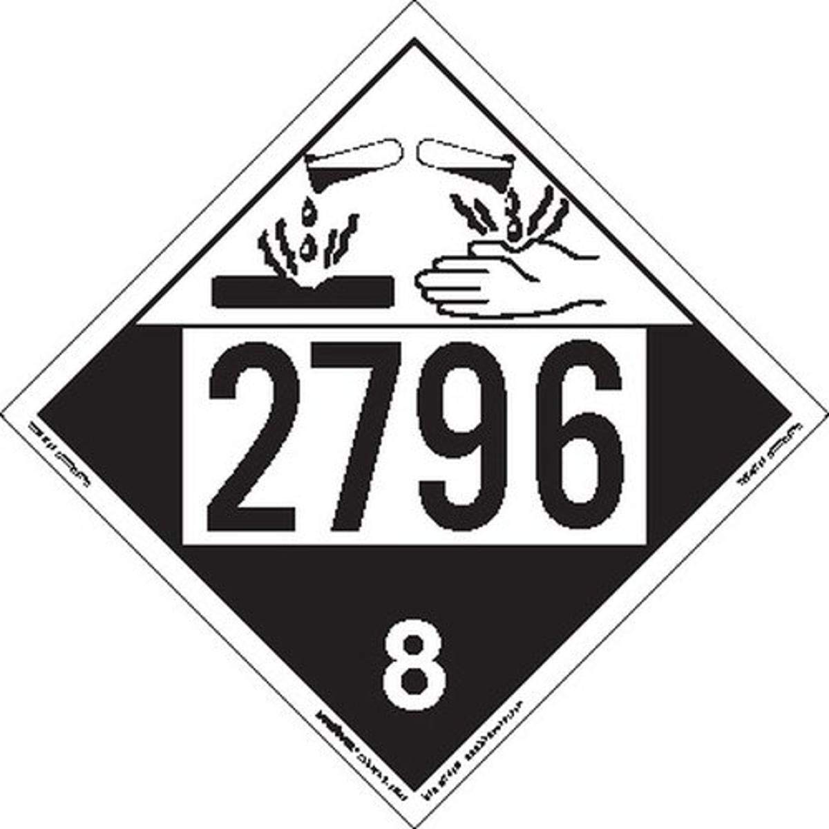 Labelmaster ZEZ42796 UN 2796 Corrosive Hazmat Placard, E-Z Removable Vinyl (Pack of 25)