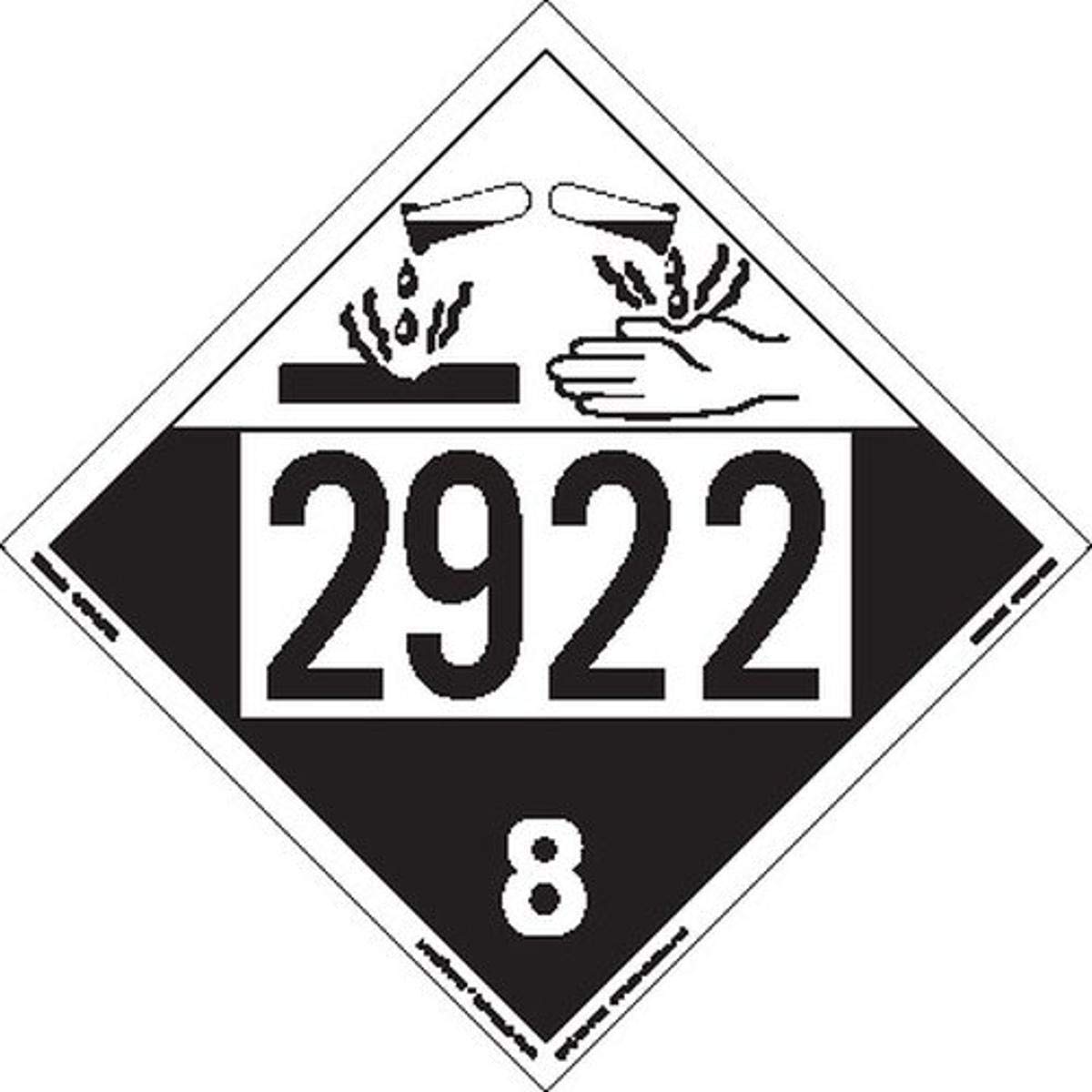 Labelmaster ZEZ42922 UN 2922 Corrosive Hazmat Placard, E-Z Removable Vinyl (Pack of 25) Single Pack