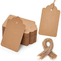SALLYFASHION 100PCS Gift Tags with String Attached, Kraft Paper Hang Tags 100 Pcs Standard Brown