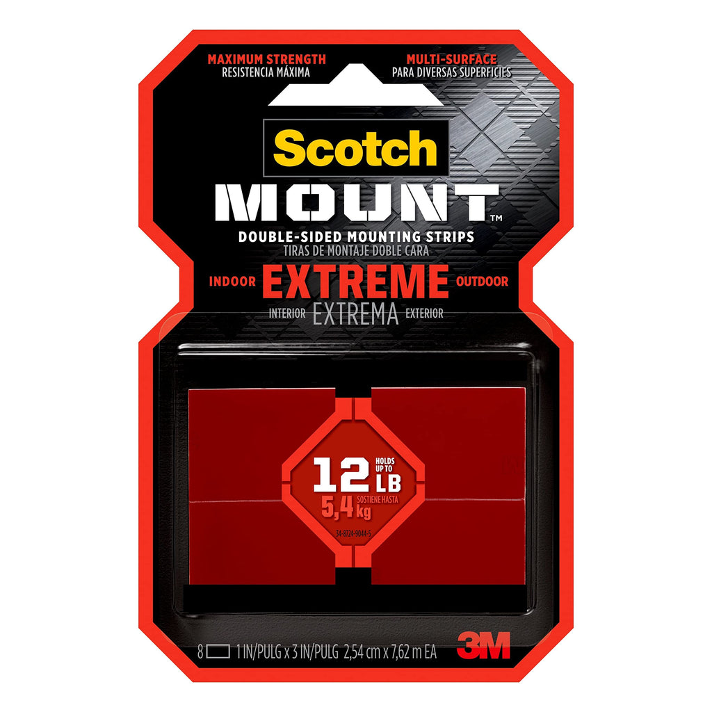 Scotch-Mount Extreme Double-Sided Mounting Strips, 8 Strips per Pack 8 Count