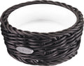 Saleen 02100619160 Round Wicker Basket with Porcelain Bowl Insert, Black