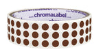 ChromaLabel color-coding round label stickers in cocoa with 0.25 inch diameter, permanent adhesive, 1000 per roll.