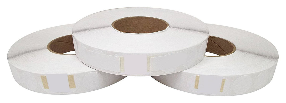 White 1" Wafer Seals Envelope Seals (No Perf) 5000 Tabs Per Roll (3 Rolls Per Box) for Tabbing Friction Fed Tabbers