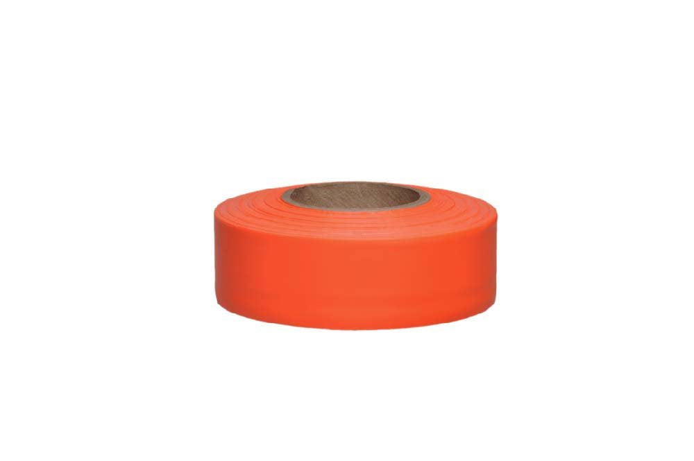 NMC FT4 Flagging Tape - 1.1875 in. x 300 ft., Orange, Blank Non-Adhesive Vinyl Marker Tape, 3 mm Thickness