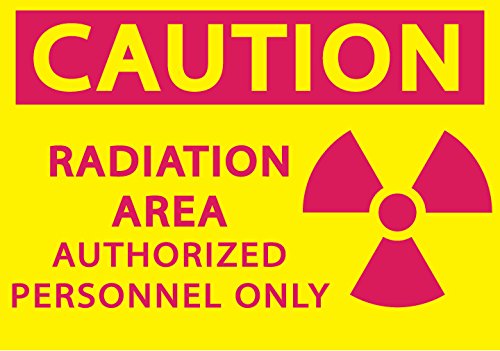 Zing Green Products 1926S Recycled Polystyrene "Caution Radiation Area Authorized Personnel Only" Safety Sign, Self-Adhesive, Magenta on Yellow, 10" Length, 7" Width Recycled Polystyrene Self Adhesive