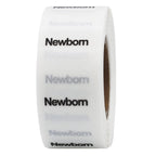 Clear Circle Newborn Clothing Size Stickers - 3/4 Inch Round, 500 Clear Plastic Adhesive Labels Per Roll for Retail Apparel, Baby Clothing Organization, and Inventory - Made in the USA