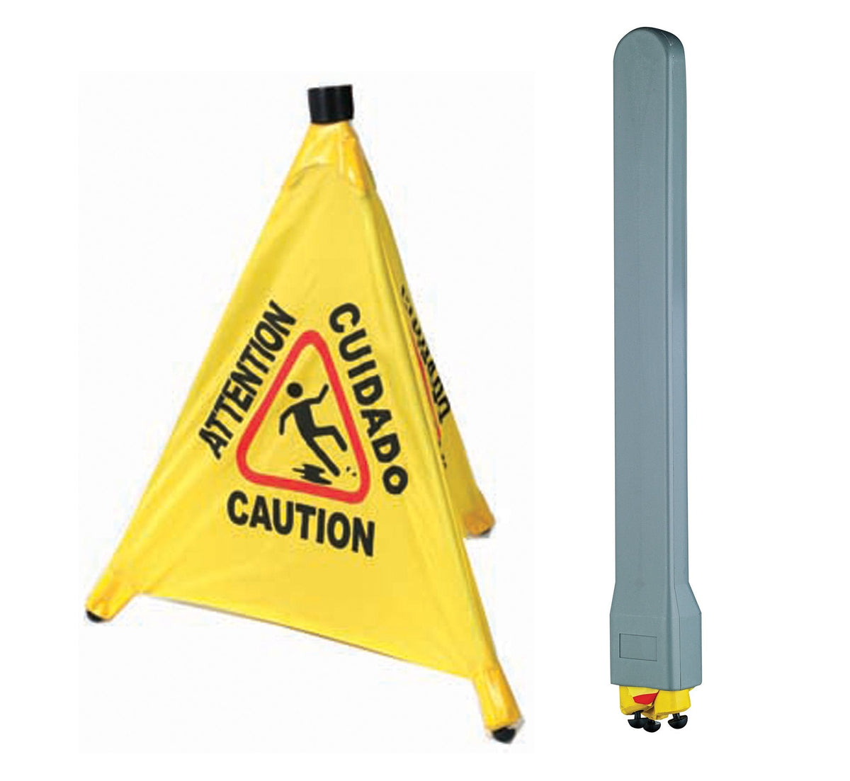 Winco CSF-Set, Caution Sign, Pop-up Safety Cone with Storage Tube 22.4"H x 2.8"L x 2.3"
