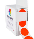 ChromaLabel 1-inch fluorescent red round target pasters for shooting and marksmanship, 1000 labels per dispenser box