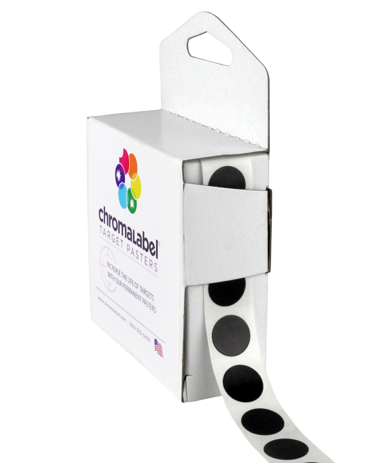 ChromaLabel 0.50 inch round black target pasters for shooting and marksmanship, 1000 labels in dispenser box