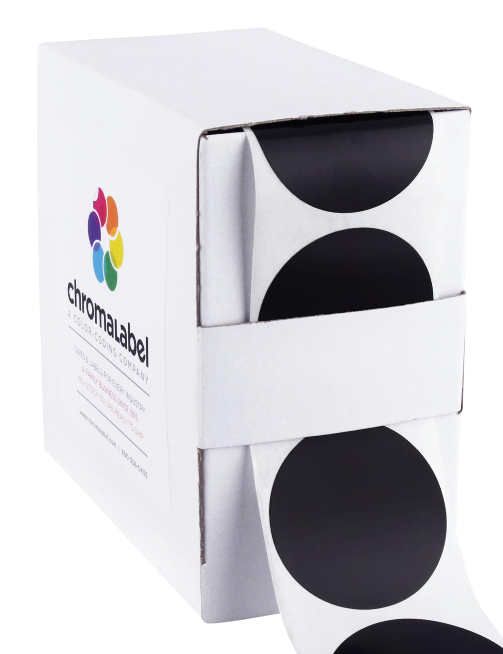 ChromaLabel 1.5 Inch Black Dot Stickers Writable 500/Box 1.5" Diameter