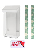 Marketing Holders Outdoor Brochure Holder Box Clear with White Lid Holds 4" x 9" Trifolds Real Estate Sheets Pamphlets Menus for Sign Store Front Display Take One Caddy 1 4"W x 9"H Clear with White Lid
