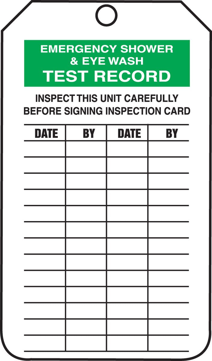 AccuformNMC 25 "Emergency Shower and Eyewash Test Record Cardstock Mini